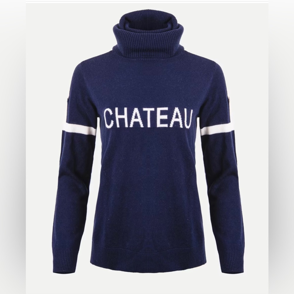 Kjus Womens Sweater Size M 38 /Ladies 8 Blue “Chateau”Apres Ski Sweater Like New